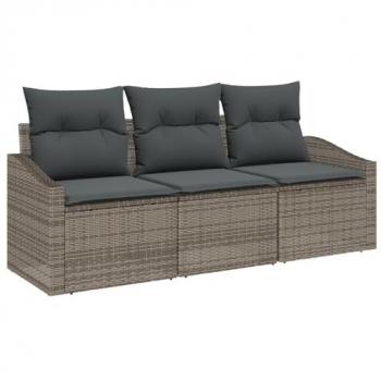 Vidaxl Set de canapés de jardin 3 pièces avec coussins gris en rattan synthétique