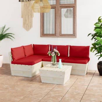 Set Divani da Giardino in Legno di Abete su Pallet 5 Pezzi con Cuscini Comfort