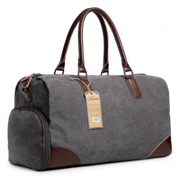 Fresion Canvas Leather Overnight Weekend Gym Sports Tote Bags Luggage