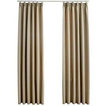 VidaXL Room Darkening Curtains with Hooks 2 pcs Beige 140x225 cm