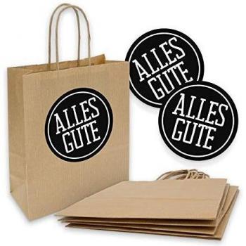 Itenga Geschenktüten 5er Pack mit Kordel 18x8x22cm + Sticker
