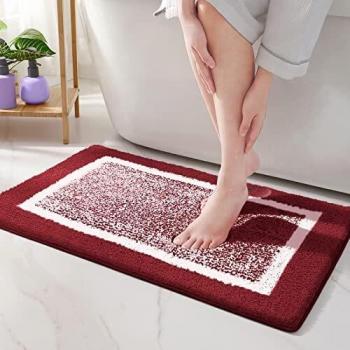 Color&Geometry Shower Water Absorbent Bath Rug (Red)