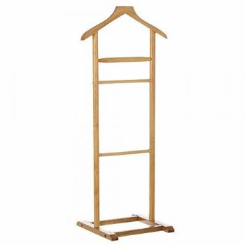 Valet de Nuit WADIGA, Design Traditionnel, en Bois Peuplier et Bouleau, Dimensions 48x36x107 cm, Teinte Marron