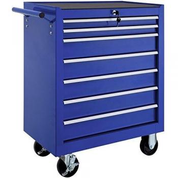 Chariot à outils TecTake 7 tiroirs bleu