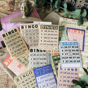 Set de 15 Pegatinas de Bingo Vintage para Álbum Diario y Planificación