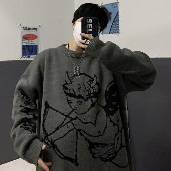 Suéter de Punto con Estampado de Ángel para Mujer, Estilo Hip-Hop, Ropa de Gran Tamaño