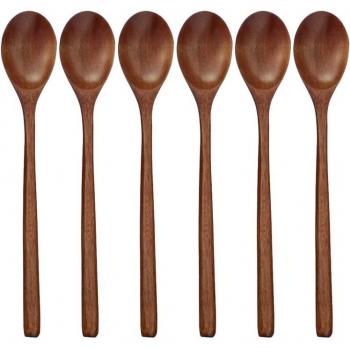 Cucharas de madera para sopa, 6 piezas, utensilios de cocina con mango largo