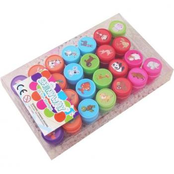 26Pcs Round Cartoon Stamp Set for Children