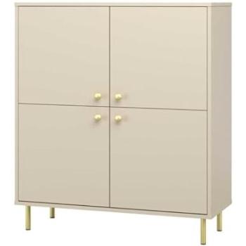 Commode design 4 portes Venus, cachemire et pieds dorés