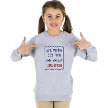 Kids' Sweatshirt 50% Mom 50% Dad 100% Love 4 Years Heather Grey