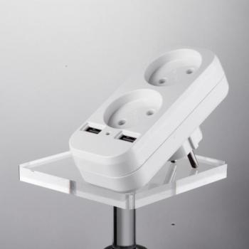 Adattatore doppio USB 5V 2A con presa europea bianca