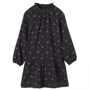 Robe Fille Anthracite à Motifs Floraux
