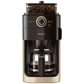 Philips Champagnerfarbene HD7768/90 Filter-Kaffeemaschine mit Grind und Brew Funktion, inklusive Mahlwerk und Timerfunktion