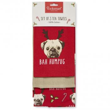 Cooksmart Festive BAH Humpug 3-Pack Kitchen Towels (Model 9867)