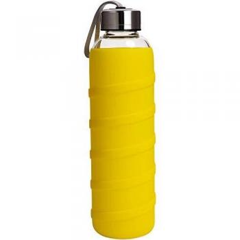Ferexer Sport Glasflasche mit Silikonhülle – 1000 ml – Gelb
