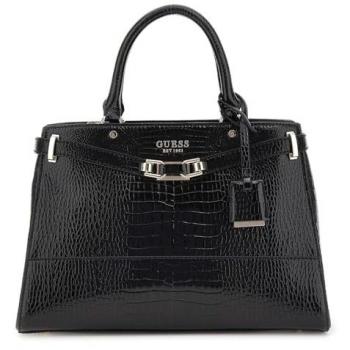 Sac à main Silvye de luxe Guess noir imprimé croco