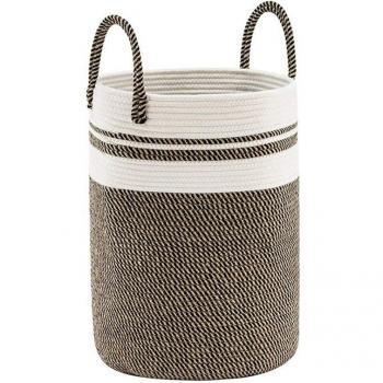 Cesta tejida de algodón con asas para dormitorio