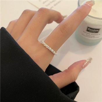 Compact Silver Sparkling Ring