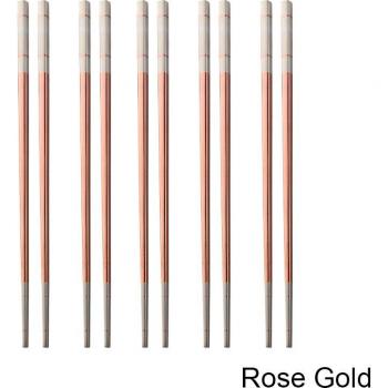 Gold‑Kunststoff‑Sushi‑Stäbchen – 5 Paare, hohe Temperaturresistenz, wiederverwendbar
