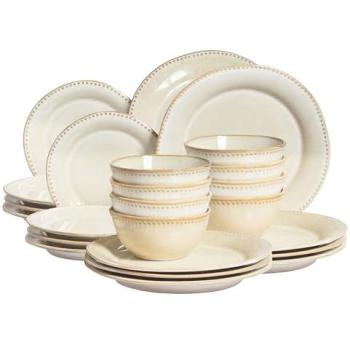 Chervil Set de vaisselle 24 pièces en grès beige clair