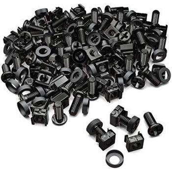 DeleyCON 50x M6 Käfigmuttern Schrauben Set für Netzwerkschränke & Racks Schwarz