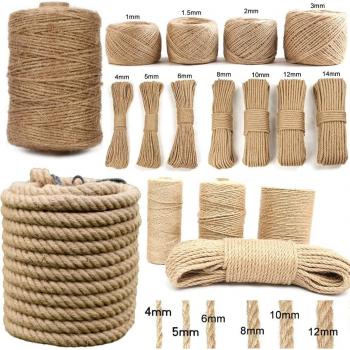 Jute Seil für Gartenarbeit und kreative Projekte, 1-14mm, 2-100M