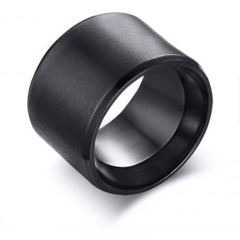 Männlicher Allianzring aus schwarzem Edelstahl mit kantigem Design, 15mm Breite