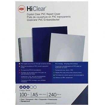 GBC HiClear&trade; Binding Cover A5 240 Micron Clear Pack of 100
