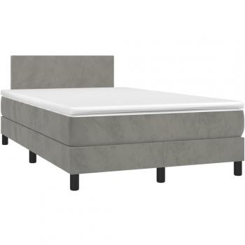 Boxspring postel s matrací a LED, světle šedá 120x190 cm, samet