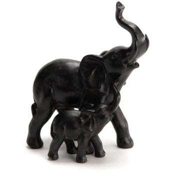 Amour Élephantique – Statue Noire Résine