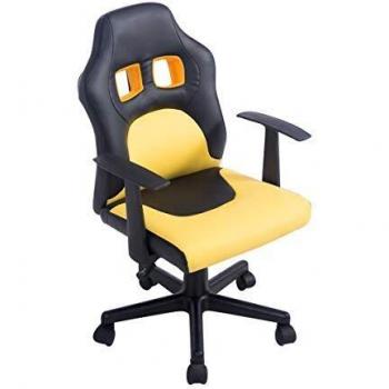 Sedia da scrivania Bambina e Bambino con Seduta Alta 40-50 cm Nero Giallo