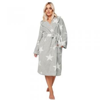 Robe de chambre à capuche en nid d'abeille gris