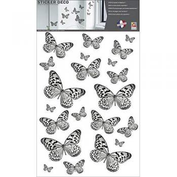 Sticker Papillons Noirs et Blancs, 68 cm x 48 cm, Décoration Intérieure Chic