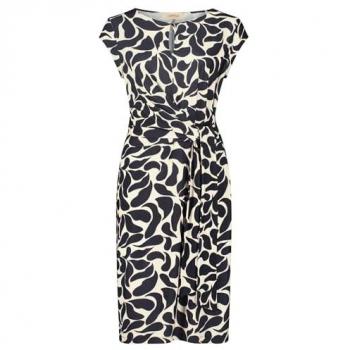 Jerseykleid für Damen Cartoon mit Raffung, schwarz-weiß