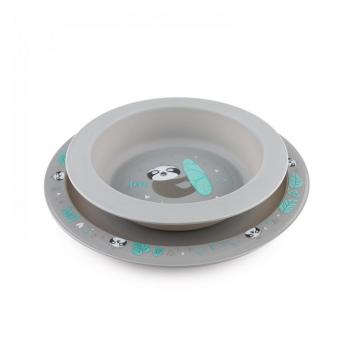 Coffret 2 assiettes Canpol Rose/Gris