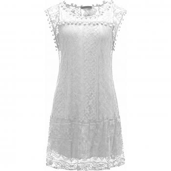 White Mini Lace Casual Dress for Women