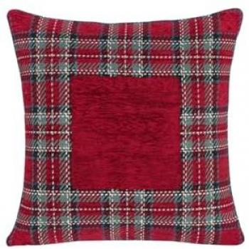 Cuscino Arredo 40x60 in Tessuto Cinigliato Tartan Bordeaux