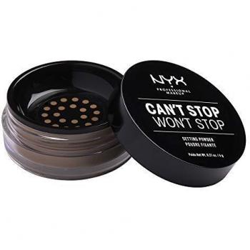 NYX Can't Stop Won't Stop Setting Powder, Loses Fixierpuder, Vegane Formel, Mattes Finish, Öl-Absorbierend, Farbton: Medium Deep