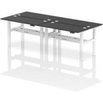 Air Back-to-Back Height Adjustable 4 Person Bench Desk Black top with Cable Management System