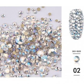 1440PCS Mixed Sizes Gold AB Flatback Rhinestones for Nail Art