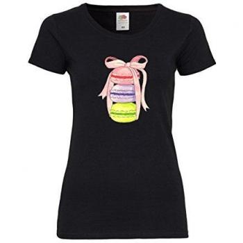 METRA UL69 F288N Fashion T-Shirt für Damen – Schwarzer Macaron‑Look, L