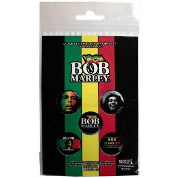 Badge Bob Marley One Love – Pack Quintuple, Noir Universel