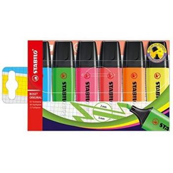 STABILO BOSS Textmarkerset – 6 verschiedenfarbige Marker