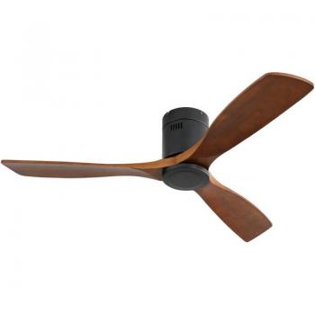 Ventilateur plafond design épuré 52 pouces, 3 lames en bois gravé, moteur à double sens, fonctionnement silencieux, contrôle sans lampe
