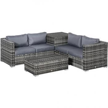6 Piece Wicker Garden Sofa Set in Grey