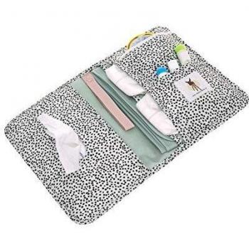 LÄSSIG Changing Pouch für unterwegs, schwarz/weiß gepunktet