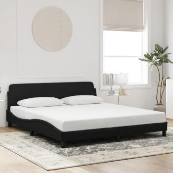 Cadre de Lit en Velours Noir 180x200 cm sans Matelas