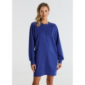 Sudadera Vestido Azul V&L, Manga Larga, Tela de Algodón