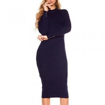 Strickkleid Midi mit sexy Rücken One Size
