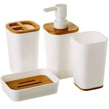 Dispensador y portacepillos de baño Blanco de plástico nórdico para Cuarto de baño Vitta